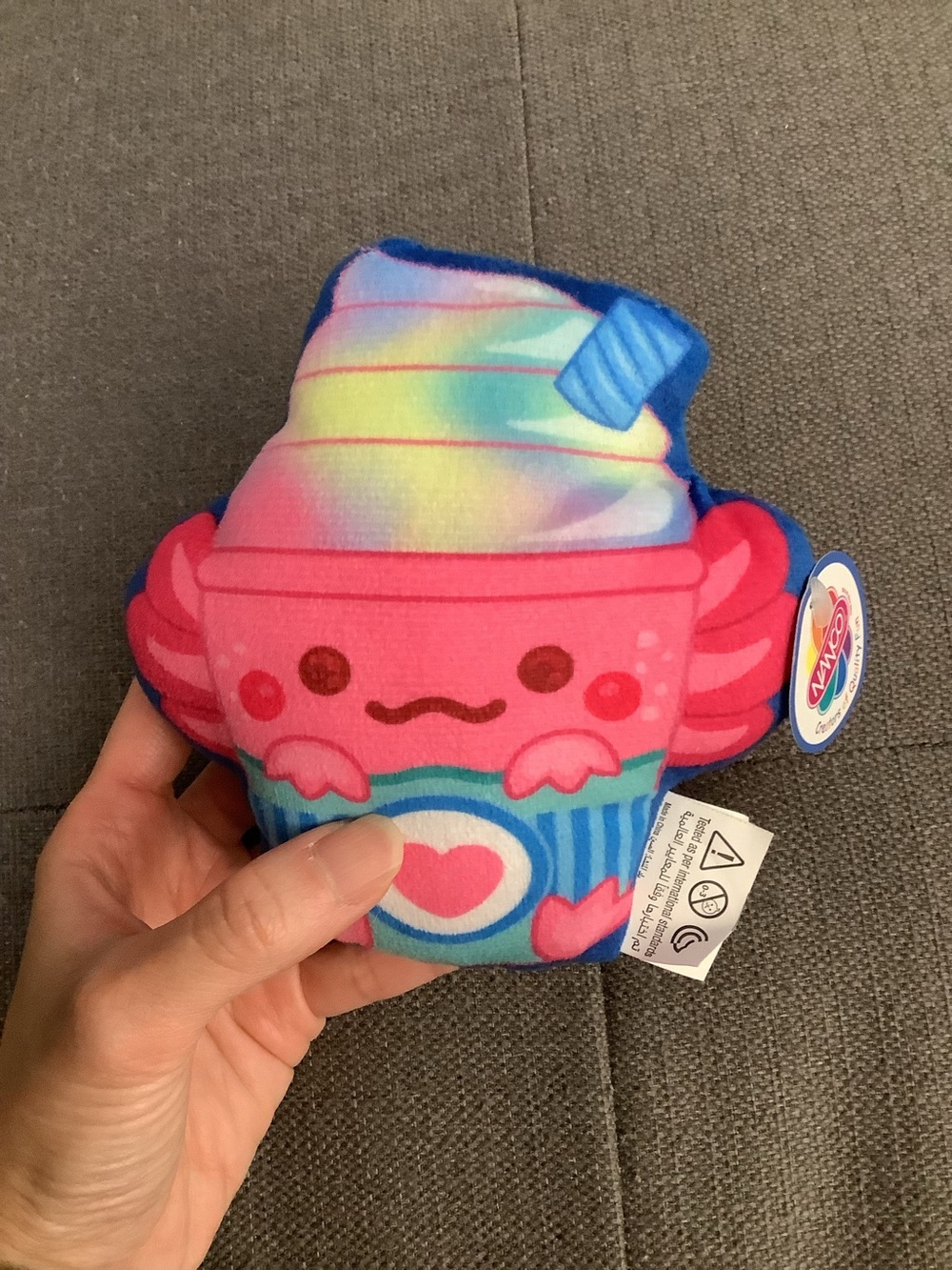 Small pink axolotl ice cream stuffie flat stuffed animal new with tags kawaii